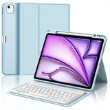 IVEOPPE Tastatur für iPad Air 13 2024 (M2), Hülle mit Tastatur für iPad Air 13", Magnetisch Abnehmbare Bluetooth QWERTZ Tastatur für iPad Air 13 Zoll (M2) 2024, Babyblau