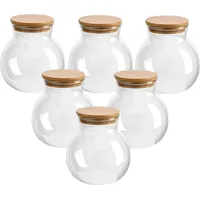 Gouveo 6er Set Vorratsglas 1000 ml "Kugel" mit Holz-Deckel