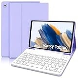 Hülle mit Tastatur für Samsung Galaxy Tab A8 10,5 2022 - Schutzhülle mit Pencil Halter Wireless Abnehmbare Tastatur (Deutsches QWERTZ) für Galaxy Tab A8 10.5 2022 (SM-X200/X205/X207),Lila