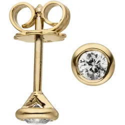 Paar Ohrstecker JOBO "Ohrringe Solitär Diamanten Brillanten 0,14 ct.", gelb (gelbgold 585), Ohrringe, Damen, SI = kleine Einschlüsse, Gelbgold 585-Diamanten, Gelbgold 585, Diamanten, 585 Gold