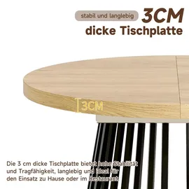 stilvora Ausziehtisch 120 x 76 x 80 cm Eichenfarbe/schwarz