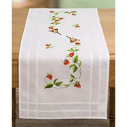 Stickläufer "Erdbeeren & Rotkehlchen"