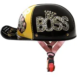 Halbschalenhelm Mit ECE-Zulassung Vintage Motorradhelm Baseball Cap Cruiser Chopper Scooter Helm Herren Retro Motorrad Halbhelm Damen Mofa Helm