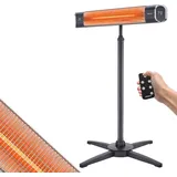 Arebos Infrarot Heizstrahler 2000 W, mit Fernbedienung mit Kreuzstativ, Höhenverstellbar, 60° Neigungswinkel, Schwenkbar, 2 Heizstufen, Schwarz - Schwarz