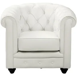 vente-unique Sessel Chesterfield Kunstleder 82 x 72 x 78 cm Weiß