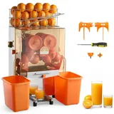 Gewerbliche Orangenpresse - Elektrische Zitruspresse 120 W - Edelstahlgehäuse - Bis 20 Orangen pro Minute - 2 Schalen-Auffangbehälter Kunststoff ...