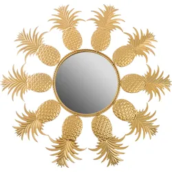 Dekospiegel "Annama", gold (goldfarben), B:50cm H:50cm T:2cm, MYFLAIR MÖBEL & ACCESSOIRES, Spiegel, Wandspiegel, gold, Landhaus, rund, Rahmen aus Metall, Blütenform