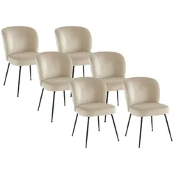 Stuhl 6er-Set - Samt & Metall - Beige - POLPONA von PASCAL MORABITO