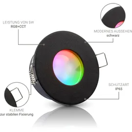 Longlife LED Gartenstrahler mit Erdspieß rund LED GU10 5 W RGB+CCT schwarz