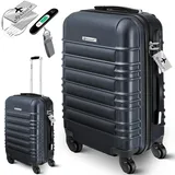 KESSER® Handgepäck Reisekoffer Hartschalen-Koffer Inkl. Kofferwaage + Gepäckanhänger | Trolley Gepäck Rollkoffer Zahlenschloss 4 Rollen ABS-Hartschale Teleskopgriff (55x40x25cm / 55 Liter Anthrazit)