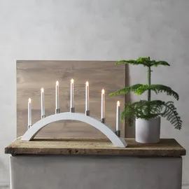MARELIDA Lichterbogen TALL Schwibbogen 7flammig L: 67cm, Holz weiß