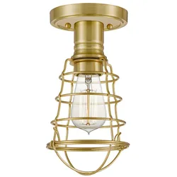 Deckenleuchte Wohnzimmerlampe Flurleuchte Industriell E27 Käfig Stahl messing