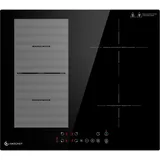 AMZCHEF Induktionskochfeld 60cm mit Flexzonen, 4 Zonen Induktionskochplatte mit Boost-Funktion und 9 Leistungsstufen, Pausenfunktion, Timer, Sicherheitsschloss, Überhitzungsschutz, BBQ, 7200W