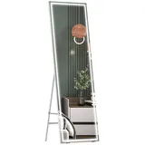 Dripex Ganzkörperspiegel LED Standspiegel mit Beleuchtung Wandspiegel für Ganzkörper, 3 Lichtfarbe einstellbar dimmbar Standspiegel mit Touch-Schalter weiß 40 cm x 150 cm