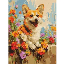 Ideen: Nach Zahlen malen, Corgi - 30 x 40 cm