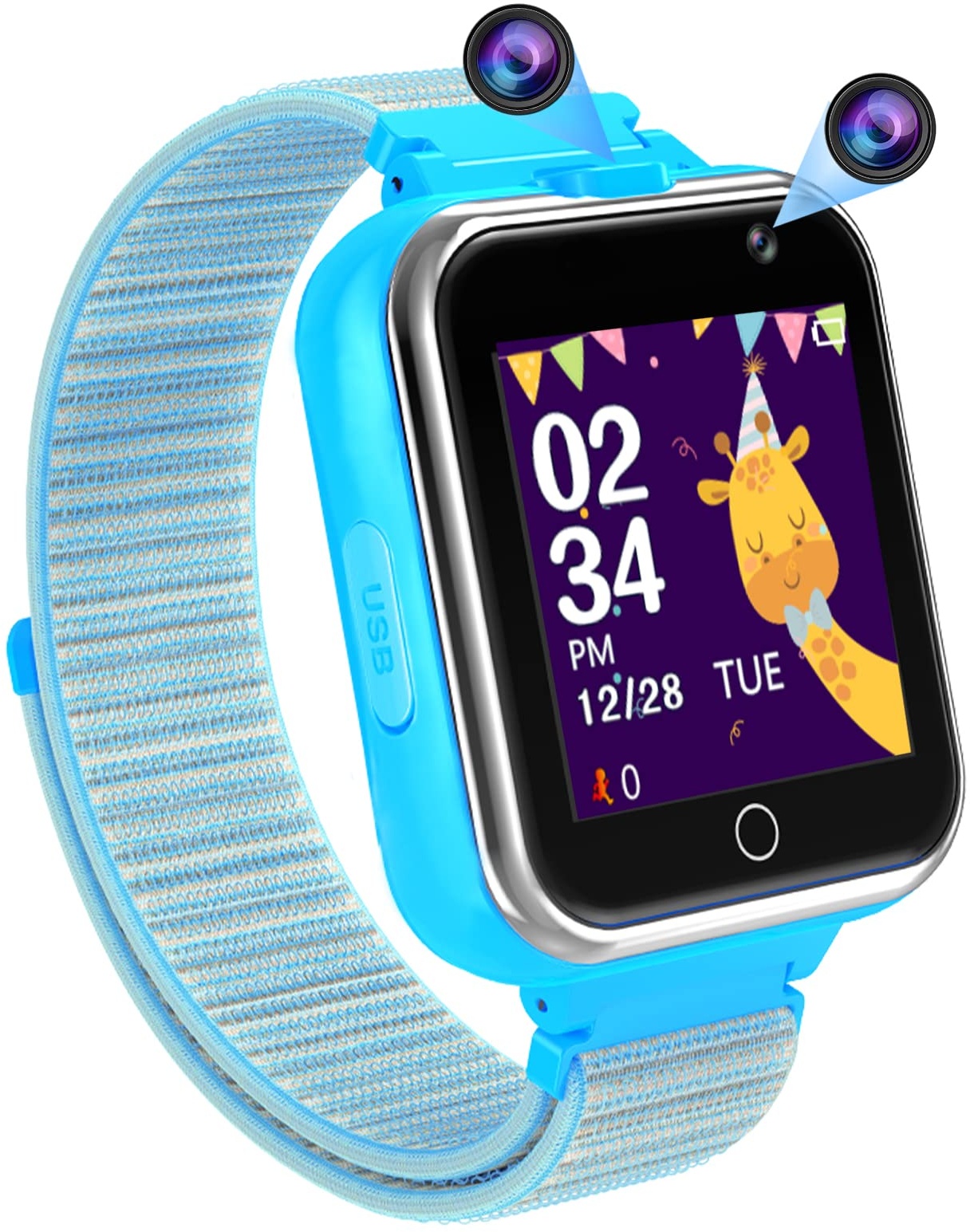 PTHTECHUS Smartwatch Kinder Telefon, 1.54'' 24 Spiele Schrittzähler MP3 Musik Kamera Taschenlampe 3-14 Jahre Junge Mädchen Uhr Geschenk