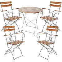 Mojawo 5er Biergarten Set Biergartengarnitur Biergartenmöbel rund Ø80cm