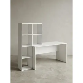 KADIMA DESIGN Großer Schreibtisch mit Regal, Puristisches Design,
