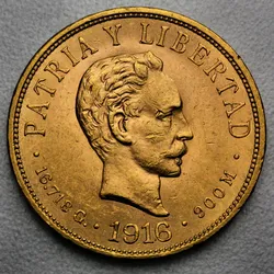 Goldmünze 10 Pesos José Marti 1915-1916 (Kuba)