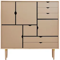 Andersen Furniture - S3 Kommode, Eiche geseift / Fronten kashmir