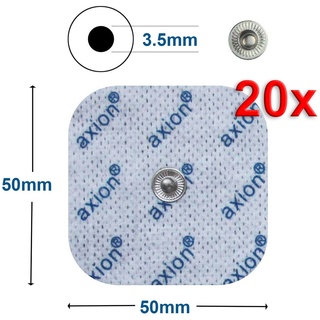 Axion 20er Set Elektroden 5x5cm - kompatibel mit TENS Geräten von Sanitas (wie SEM43, SEM44) & Beurer (wie EM41, EM49) Druckknopf | Wiederverwendbare Elektroden-Pads | Medizinprodukt von axion