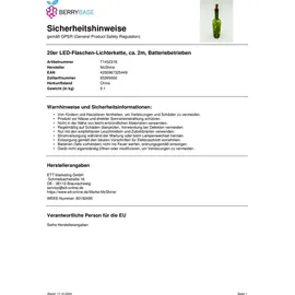 McShine LED-Lichterkette McShine Bottle' 20 LEDs, ca. 2m, Batteriebetrieb - Weiß