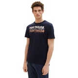 TOM TAILOR Herren T-Shirt WORDING LOGO Regular Fit Blau 10668 M