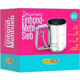 DECOCINO Einhand Mehlsieb -Feines Mehlsieb für Puderzucker, Mehl, Kakao, Zimt aus rostfreien Edelstahl