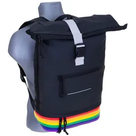 Elephant Gin Freizeitrucksack Herren Damen Plane Time Bag COMP 25 L Kurierrucksack Roll-Top Laptoprucksack 12823 Bi Color Rainbow (Regenbogen - Schwarz) - Schwarz