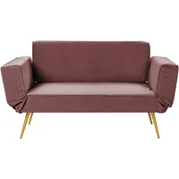 Beliani Schlafsofa SAARELA Samtstoff Rosa 2-Sitzer