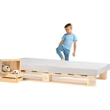 Lermowood Palettenbett 90 x 200 cm Natur Holzbett Massivholzbett Bett aus Paletten Seniorenbett Kinderbett Jugendbett - Naturbelassen