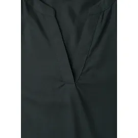 STREET ONE Kurzarmbluse Unifarbe mit Split Neck grün 38