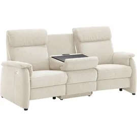 Home Affaire 3-Sitzer HOME AFFAIRE "Turin Sofa mit elektrischer Relaxfunktion, Breite 226 cm", sand, B:226cm H:107cm T:97cm, 94% Polyester, 6% Nylon, Sofas, inkl. Tisch, USB & Steckdose, Federkern & pflegeleichtem Bezug