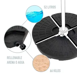 Aktive 62197 - 4-teiliger Sonnenschirmhalter aus Kunststoff, 48x48x7,5 cm