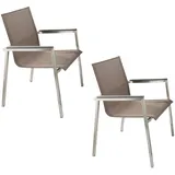 Destiny Gartensessel »ALTOS II«, (Set, Edelstahl, Textilene, Polywood, stapelbar, beige