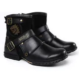 CrtTsks Herren Western Cowboy Stiefel aus Rindsleder Lederstiefel mit Gummisohle Biker Boots mit Reißverschluss Männer Stiefeletten,Schwarz,44 EU - 44 EU