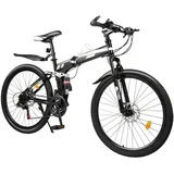 AOOUNGM 26 Zoll Mountainbike Erwachsenen, 21 Gang Fahrrad Jungen, Klappbares Hochkohlenstoffhaltiger Stahl MTB, Mountainbike für Damen & Herren