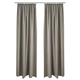 OTTO home Vorhang OTTO HOME "Raja, Gardinen mit Kräuselband, Vorhänge Wohnzimmer" Gr. 1, grau (taupe), B:140cm H:145cm, Polyester, Recyceltes Material, Gardinen, 2er-Set, Bestseller, einfarbig, modern, pflegeleicht, Mikrofaser