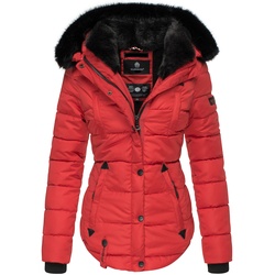 MARIKOO Damen Designer Steppjacke Winter Jacke mit edler Kunstpelz Kapuze Lotusblüte
