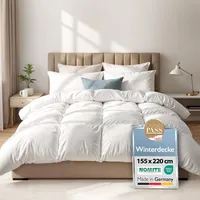 Beautissu Winterdecke Federbettdecke 155x220 cm mit 100% Daunen & Federn – Made in Germany – Oeko-Tex, Downpass & Nomite Zertifiziert – 100 % Baumwollbezug Daunendecke 155x220 Waschbar – WF