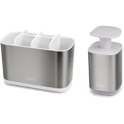 Joseph Joseph - Badezimmer Beauties Set, Seifenspender und großer Zahnbürstenbehälter, Edelstahl
