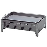 BSR-Grillen 4-flammiger Profi Gasgrill aus Edelstahl, stufenlos regelbar, Gasbräter, Gastrogrill, Gastrobräter mit Bräterpfanne Wanne Gasschlauch und Druckminderer (14,4 kW | Stahl-Pfanne)