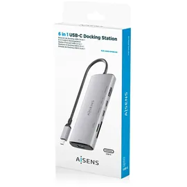 AISENS ASUC-6P029-GR USB-C Dockingstation + USB Hub, Grau