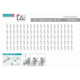 Hinno Klick-Gleiter HINNO "hinno-clic HC32" Gr. 1, weiß, B:0,85cm H:1cm L:3cm, Kunststoff, Gardinenbefestigungen, HINNO Clic-Gleiter