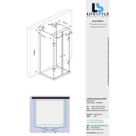 Glaszentrum Hagen Ares U-Duschkabine mit Drehtür rechts 90 x 80 cm gold/ESG