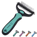Petsation® [Das Original Unterwollbürste Hundebürste Katzenbürste für langhaar Unterwollkamm entfernt Unterwolle & Verfilzungen Massageffekt & Deckhaarschutz Fellbürste (M (7 cm Breit), Green)