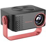AIORBER Mini Beamer 1080P Full HD mit WiFi & Lautsprecher, tragbarer LED Projektor, Bildschirmspiegelung, HDMI USB, Heimkino, Schwarz und Rot - Schwarz/Rot