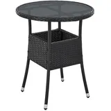 Juskys Yoro Polyrattan Gartentisch rund Ø 60 cm Schwarz 