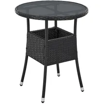 Juskys Yoro Polyrattan Gartentisch rund Ø 60 cm Schwarz 