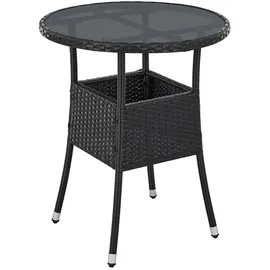 Juskys Yoro Polyrattan Gartentisch rund Ø 60 cm Schwarz 